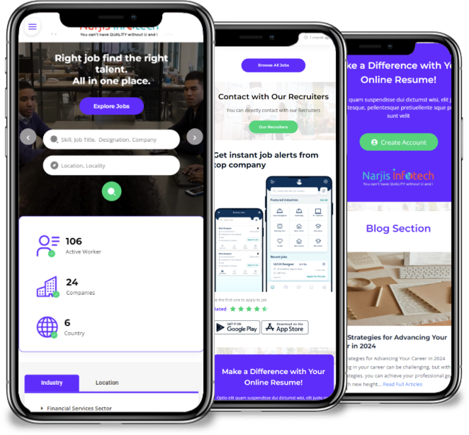 Job Portal Android and iOS Mobile Applications Mockup
